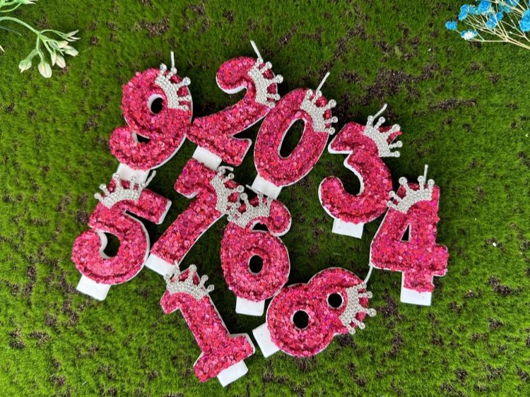 Digital Cake Decoration First Birthday Candle Rose Red Crown_voghion.com