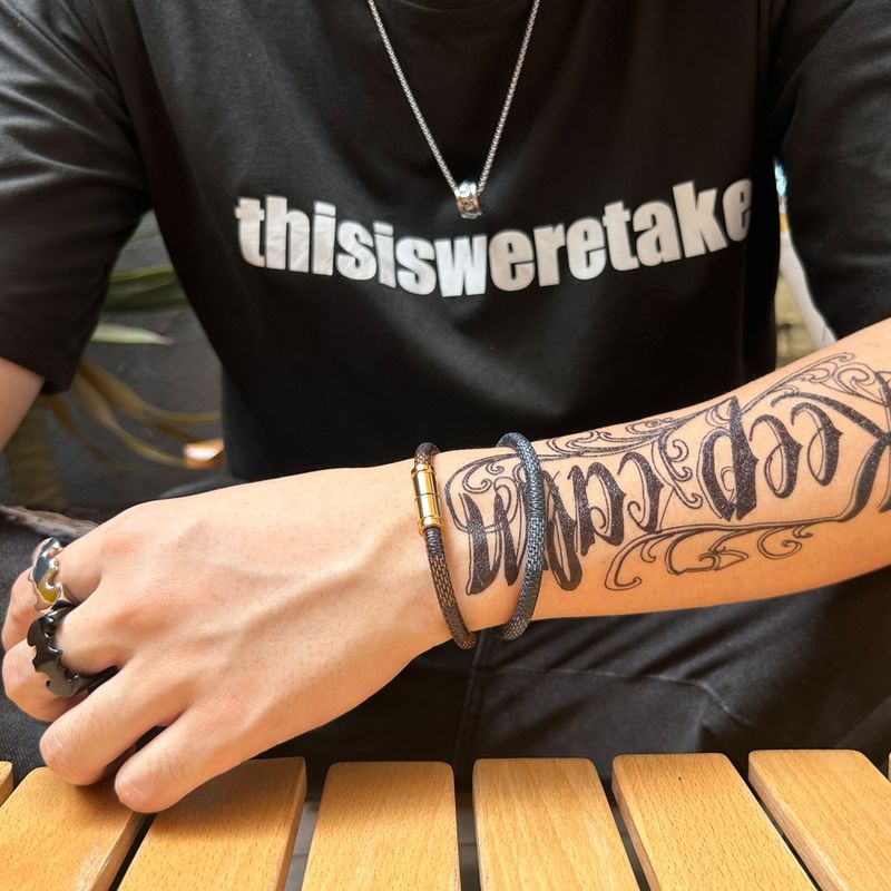 Custom Vintage Brown For Men And Couples Striped Plaid Leather Bracelet_voghion.com