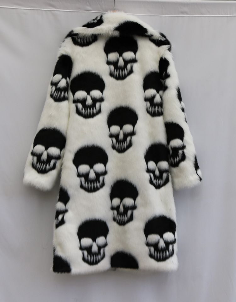 Herrenbekleidung Herren Pelzmantel Anzug Kragen Knopf Langer Mantel Imitation Nerz Pelz Trenchcoat Europäischer und amerikanischer Persönlichkeitstrend Totenkopf_voghion.com