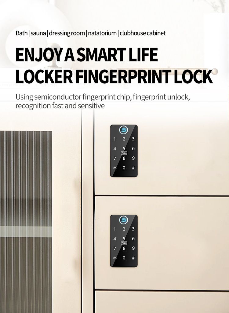 Smart Locks And Entry Fingerprint Cabinet Lock Waterproof & Heat-Resistant With Touchscreen Pin/Fingerprint Auto-Locking Drawer Security_voghion.com