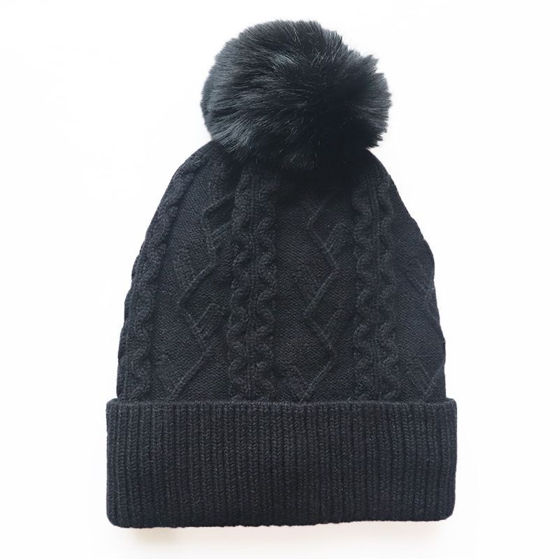 Nuovo stile jacquard con palla, foderato in pile, cappello caldo lavorato a maglia per autunno e inverno, cappello per il freddo_voghion.com