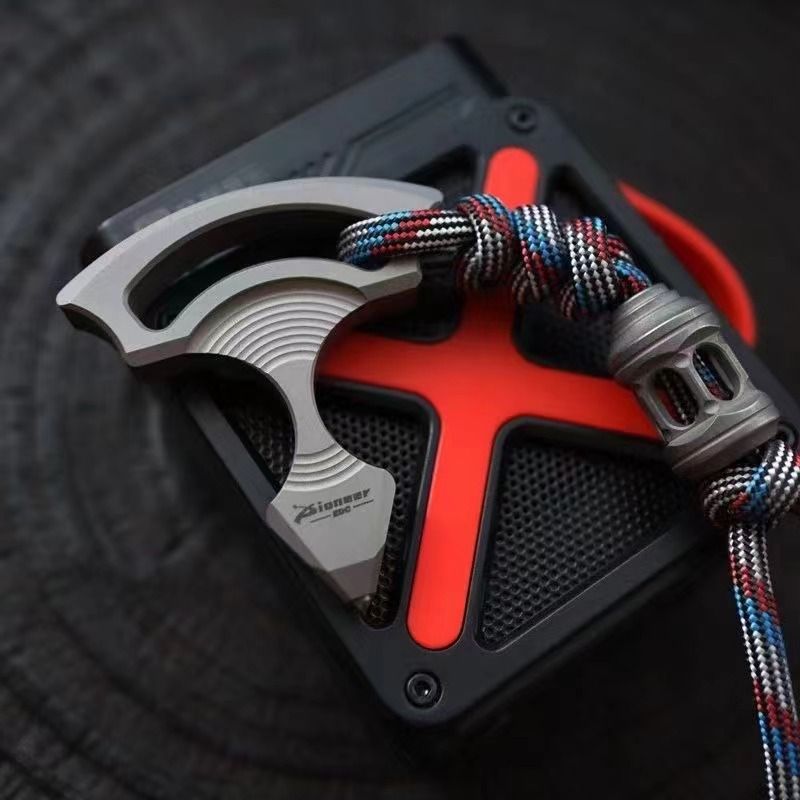Outdoor Titanium Alloy Single Finger Tiger Camping EDC Self-Defense Black Gold Head Window Breaking Tool_voghion.com
