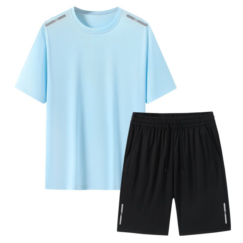 Ensemble de sport et de course à pied pour homme et femme, respirant, en soie glacée, tendance, pour l'été_voghion.com