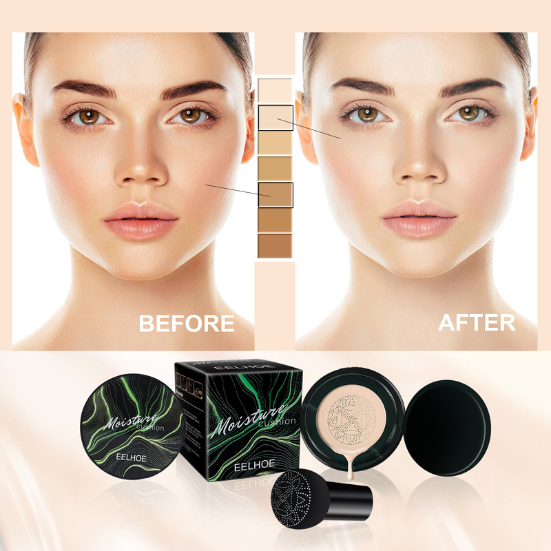 EELHOE Mushroom Head Air Cushion BB Cream Mushroom Air Cushion Covers Facial Defects and Brightens Nude Makeup Foundation Make-up_voghion.com