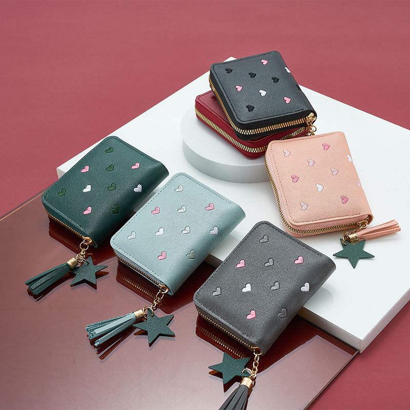 New pu leather wallet women's short Korean cute style women's coin purse one fold multi-functional wallet wholesale_voghion.com