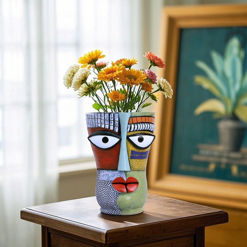 Hot Selling Colorful Enchanting Abstract Creative Human Face Home Desktop Planting Flower Pot Ornament_voghion.com