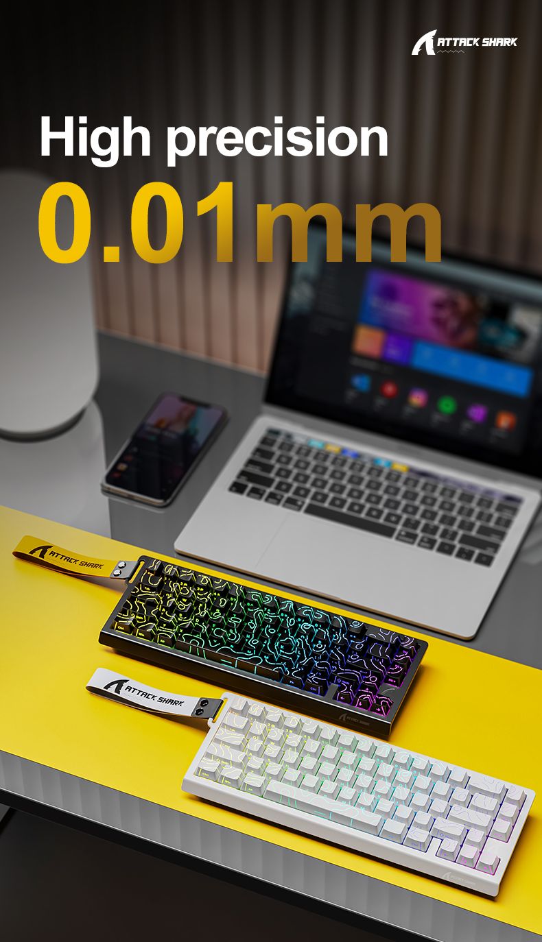 68HE ATTACK SHARK Magnetic Keyboard Mechanical Wired For Pro Gaming 0.01mm Rapid Trigger 8000Hz SOCD/Rs 0.125ms 128K Rate_voghion.com