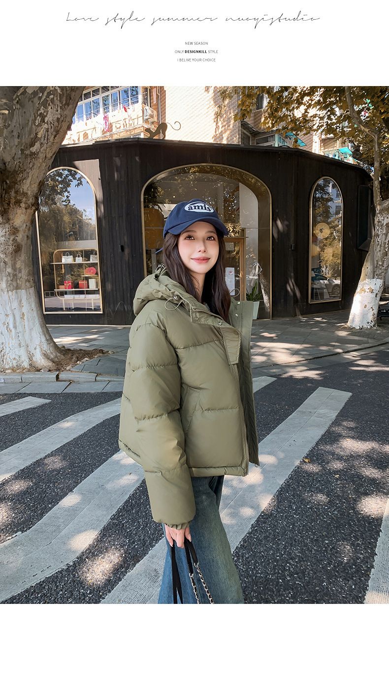 2024 New Live Streaming Student Thick Women's Short Stand Collar Bread Robe Cotton Jacket Autumn/Winter Loose Warm Coat_voghion.com