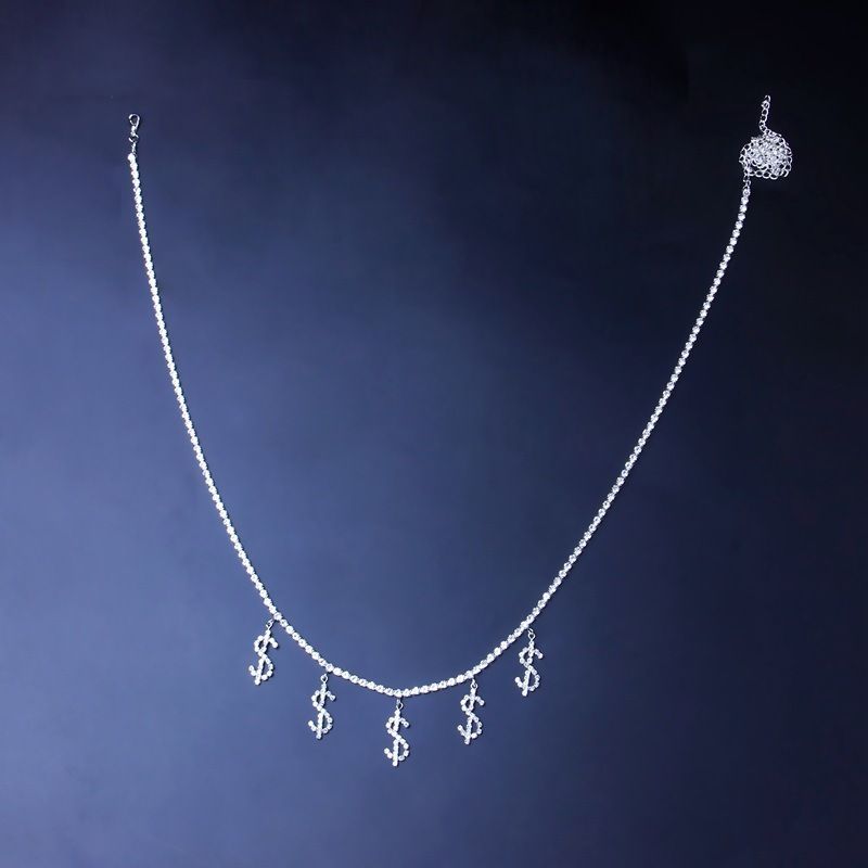 Alle-spiel sexy strass Taille kette einreihige metall punk dollar Taille kette weibliche einfache Taille kette_voghion.com