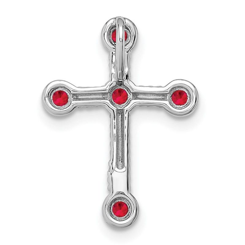 14k White Gold Ruby Cross Chain Slide_voghion.com