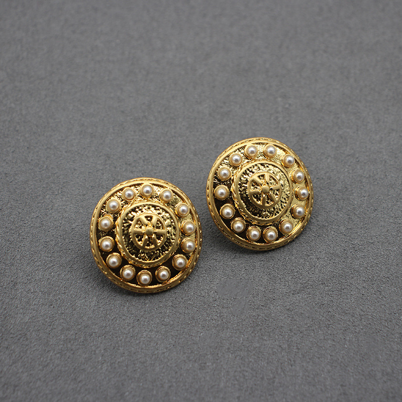 Nicho de joias femininas, colar de moeda antiga de alta qualidade, corrente de suéter, brinco de pérola, conjunto de nova corrente de clavícula, cobre, banhado a ouro_voghion.com