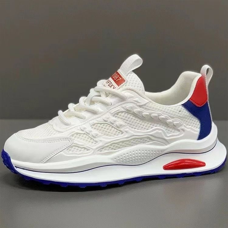 Sommer Neue atmungsaktive Mesh-Schuhe mit dicker Sohle, die die Höhe erhöhen, weiße leichte und vielseitige, lässige, trendige Papa-Schuhe_voghion.com
