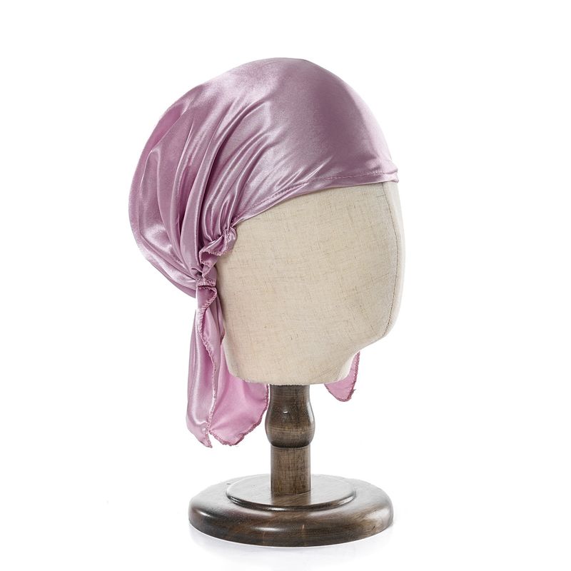 Men's Hats Headscarf Simulation Silk Satin Sleeping Cap Home Triangular Elastic Hat Ladies Elastic Satin Solid Color Home_voghion.com