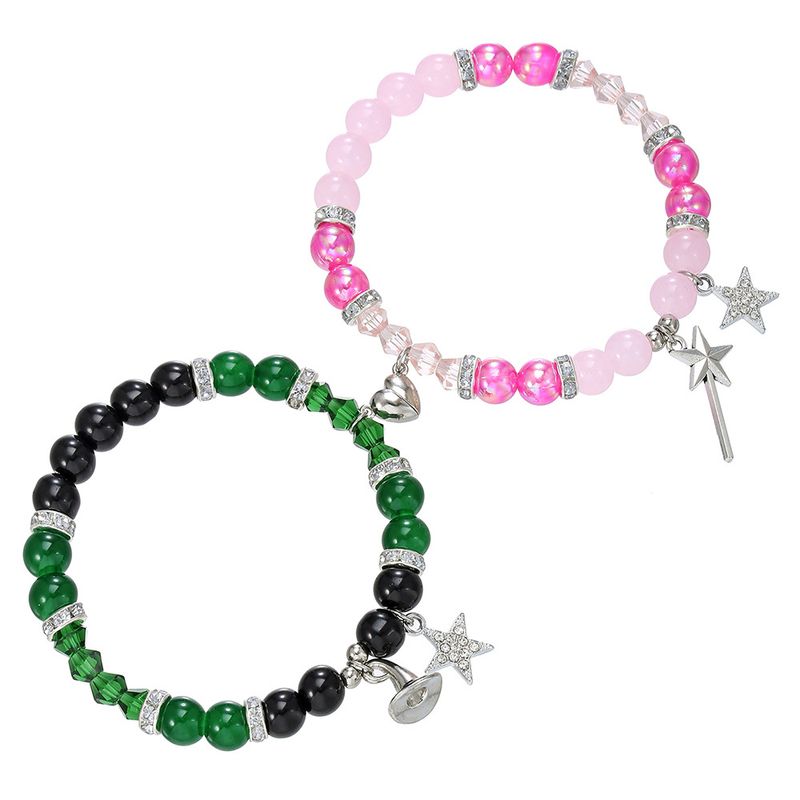 Bracelet créatif en perles artisanales Wicked, chapeau de sorcière et baguette magique de princesse, assorti à tout_voghion.com