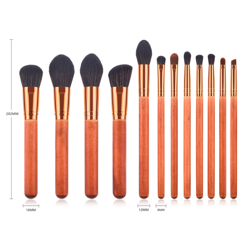 12-piece makeup brush set, brush end, rosewood, loose powder brush, blush brush, new makeup tool GUJHUI_voghion.com