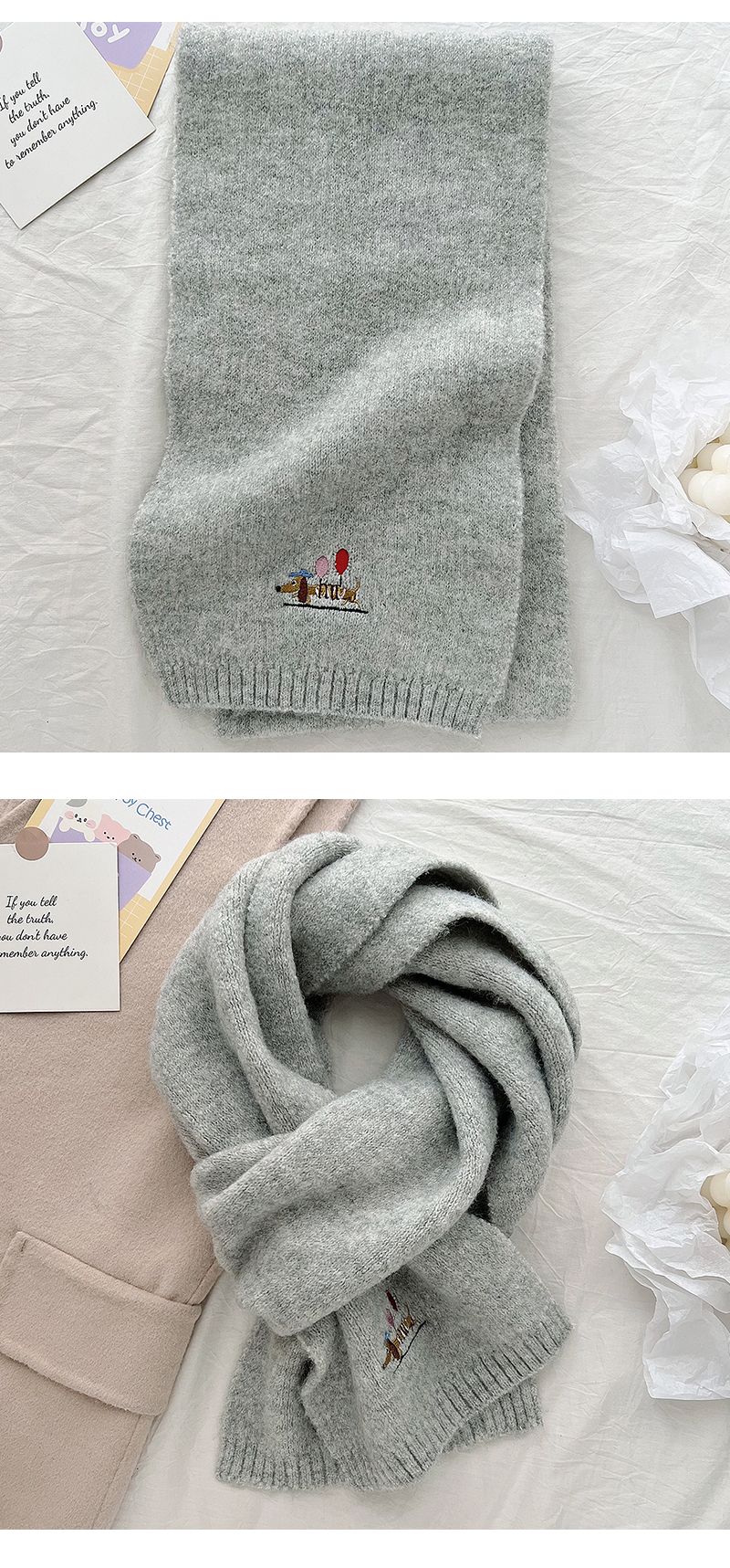 Nuova sciarpa di lana a forma di cucciolo di palloncino con sensazione di alta qualità, sciarpa calda invernale da donna, coppia di studenti semplice e versatile,_voghion.com