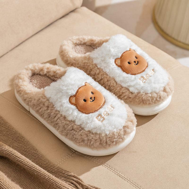 MTX Herbst-Winter-Paare Eltern-Kind-Innen rutschfeste warme Herren- und Damen-Umstandshausschuhe aus pelziger Baumwolle_voghion.com