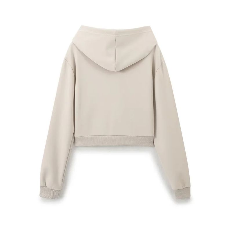 Frae Kleeder Stil Stitch Dekoratioun Elastesch Taille Doppelsäiteg Stoff Bell Bottom Hosen Zipper Sweatshirt Kostüm_voghion.com