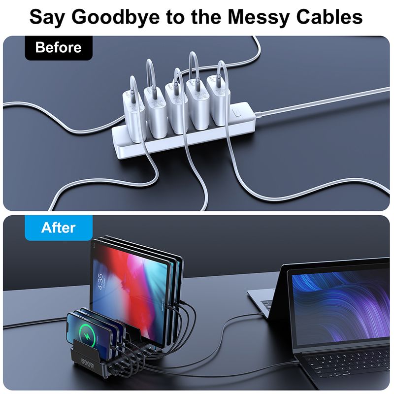 500W USB C Charger 10 Ports Gan Charging Station Stand PD 100W Fast Charge For Book Pro IPhone Samsung Laptops Tablets_voghion.com