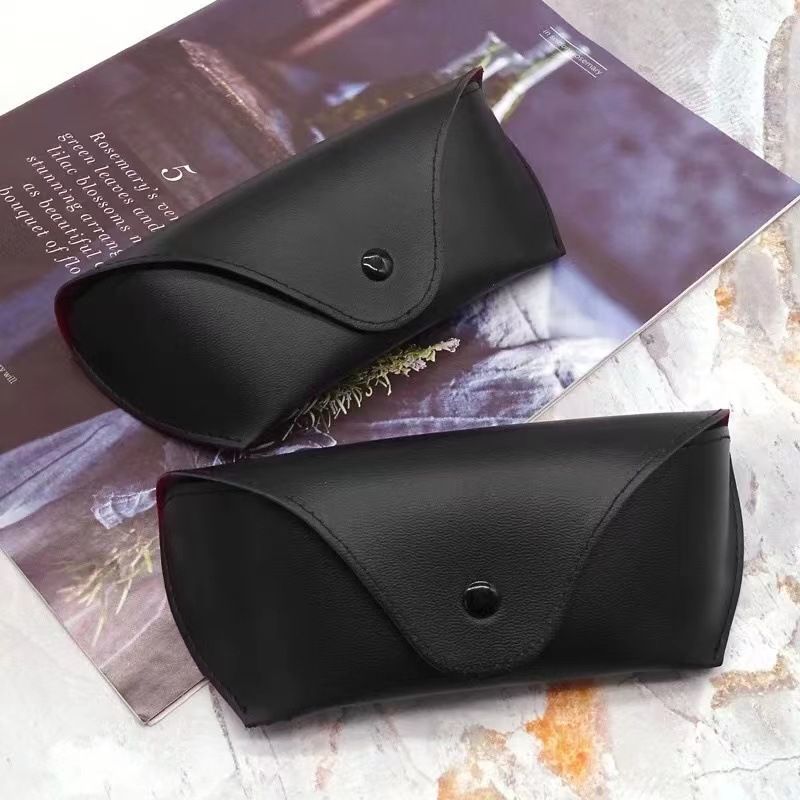 Nuova scatola per occhiali da sole in pelle nera, nera all'esterno e rossa all'interno, grande scatola per occhiali anti-pressione, scatola per occhiali da sole_voghion.com