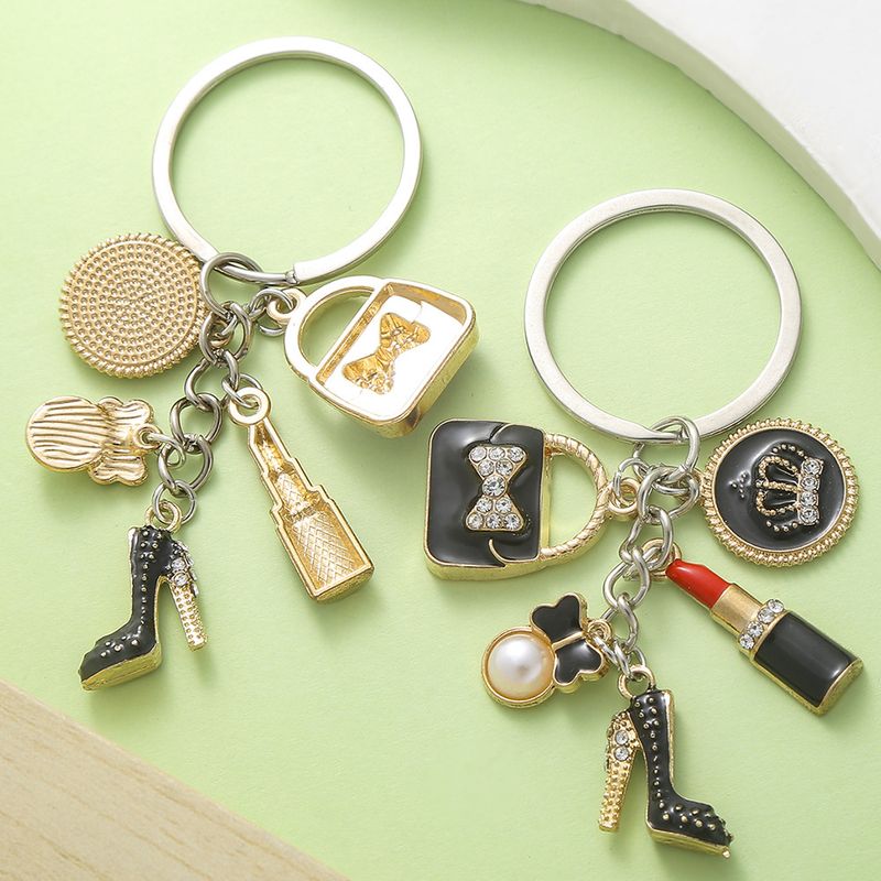 Schwarze Krone Diamant Lippenstift Tasche High Heels Schlüsselanhänger Zubehör Schultasche Geldbörse Ornament Geschenk_voghion.com