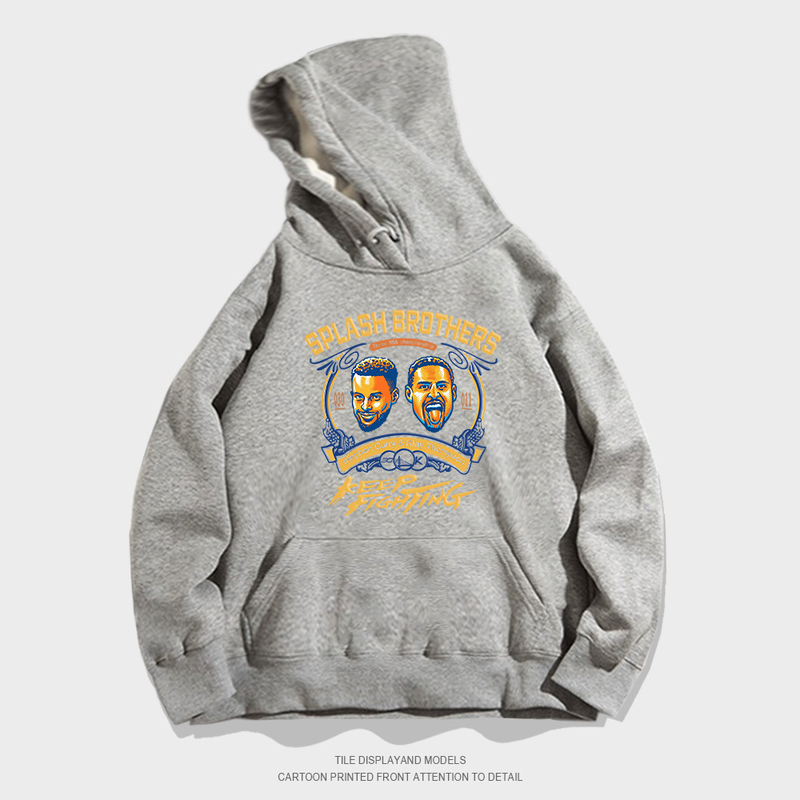 Y Curry Printed Round Neck Pullover Hoodie With Hip-Hop Style Trend Loose Basketball Casual Graffiti Warrior_voghion.com