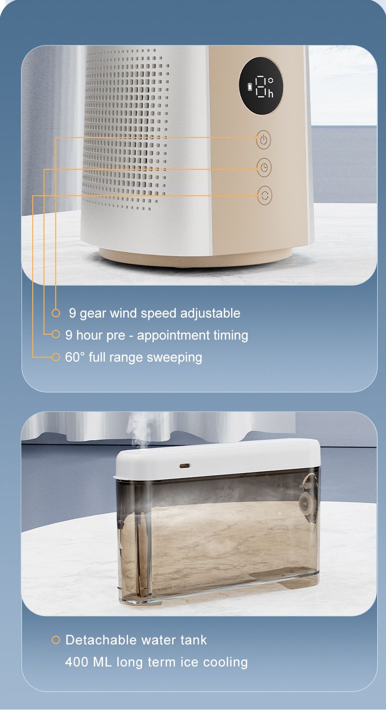 Bladeless Mist Desktop Ventilator met Luchtbevochtiger - Draagbare Luchtkoeler voor Kantoor- en Thuisgebruik_voghion.com