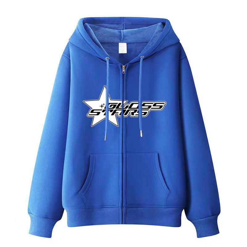Abbigliamento maschile abbigliamento maschile stile dark hip hop goth Harajuku Y2K felpa con cappuccio e cerniera a stella a cinque punte_voghion.com