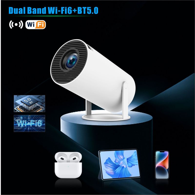 Tragbarer Mini-Projektor 4K HY300 PRO Privater Projektor Wandbildschirm für Wohnzimmer Android mit Hebräisch F100_voghion.com