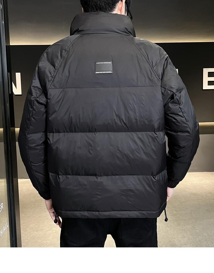 Herren Leichte Kurze Daunenjacke mit Kapuze Winter Warmer Parka Lässiger Slim Fit Schwarz Grau Wasserabweisendes Polyester_voghion.com