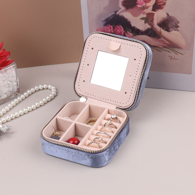 Portable Jewelry Organizer Box - Velvet-Lined Multi-Layer Storage Case For Earrings, Rings & Necklaces (10x10x5cm)_voghion.com
