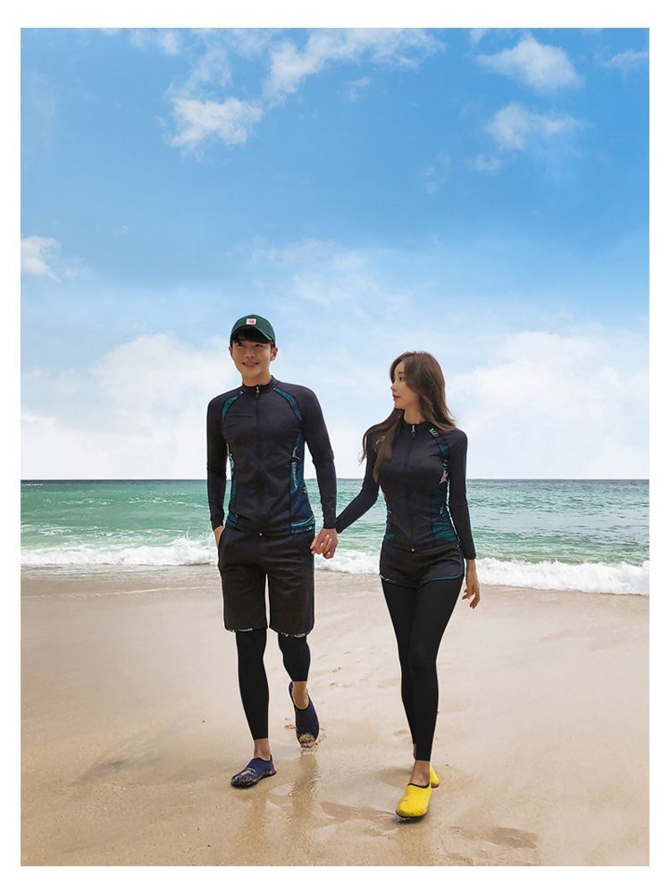 Schnelltrocknender Neoprenanzug für Herren und Damen – Sonnenschutz LSF 50+ | Langärmliges Rashguard- und Hosenset zum Tauchen/Surfen (Schwarz/Blau, S-XXL)_voghion.com