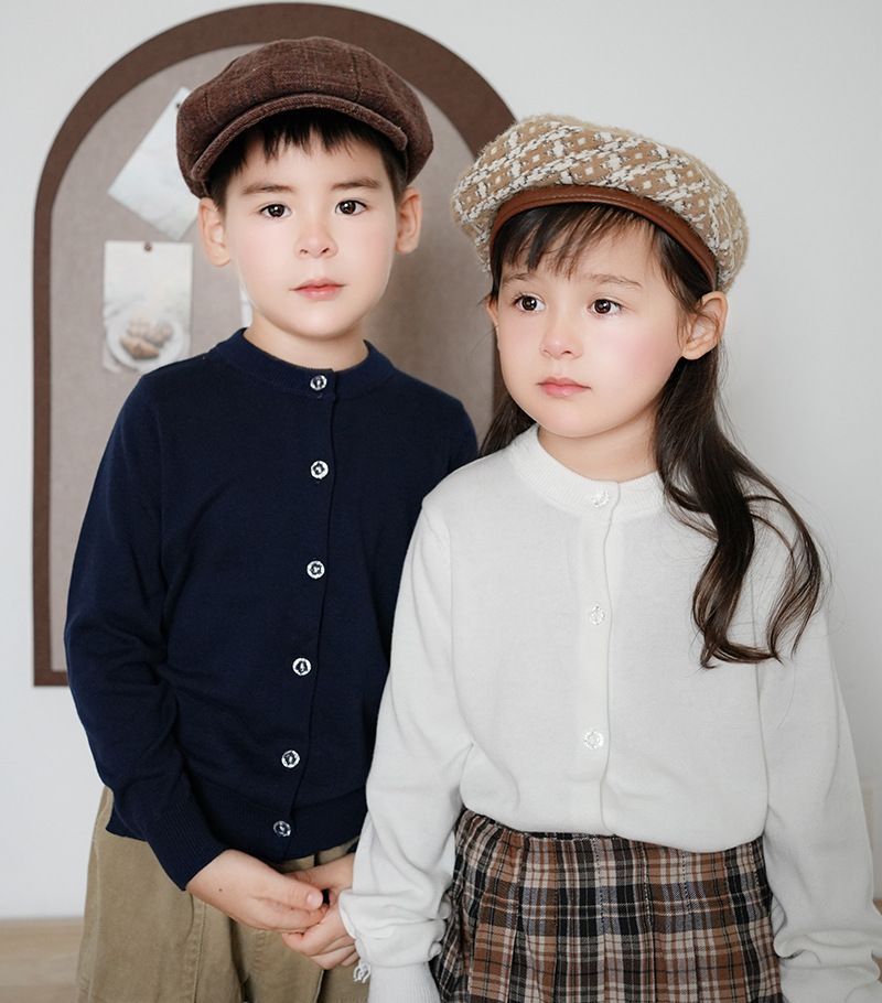 Kinder-Strickjacke – 100 % Baumwolle, langärmeliger Unisex-Pullover (90–160 cm, 6 Farben)_voghion.com