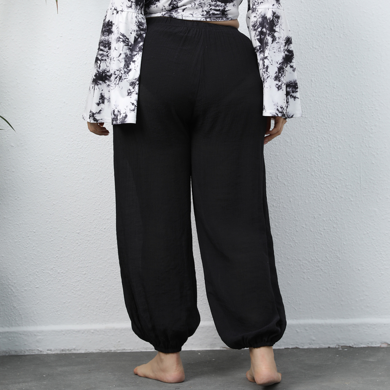 plus size Γυναικείο παντελόνι παραλίας casual φαρδύ φανάρι_voghion.com