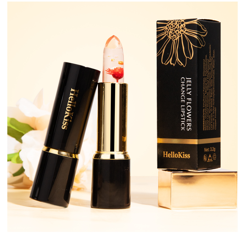 Hellokiss Jelly Flower Lipstick and Moisturizing Make up Coloring Gold Foil Warming lipstick_voghion.com