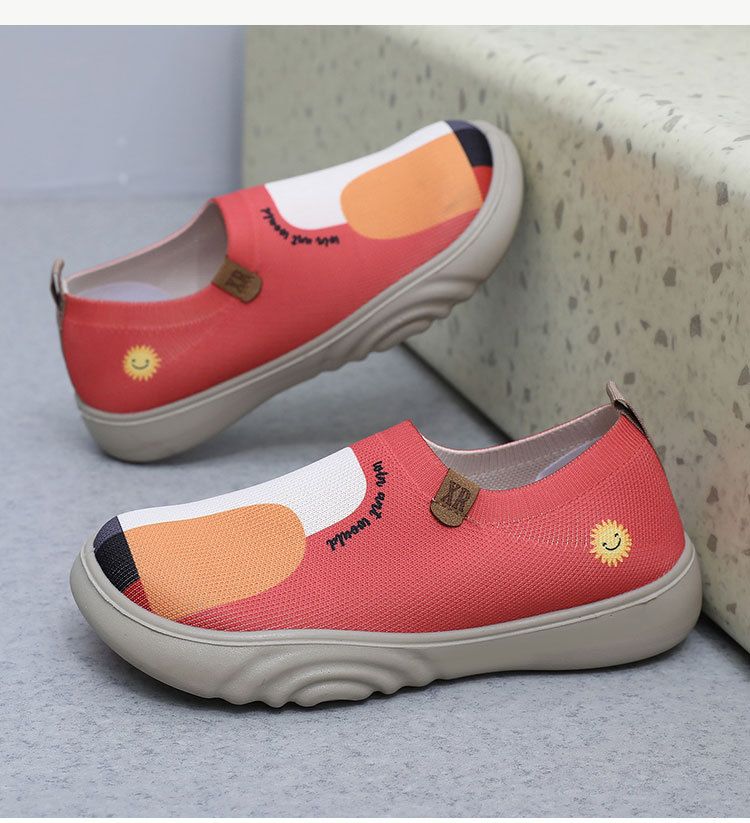 Neue Damenschuhe aus altem Peking-Stoff, trendige, bemalte Freizeitschuhe, weiche Sohle, weiche Oberfläche, fliegendes Weben, dicke Sohle, einpedalige Einzelschuhe_voghion.com