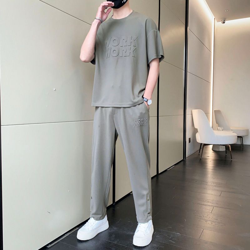 Sommer Dünne Waffel Casual Anzug Für Männer Neue Kurzarm Sport Sommer Outfit Trend Einfache Passende Gutaussehende_voghion.com