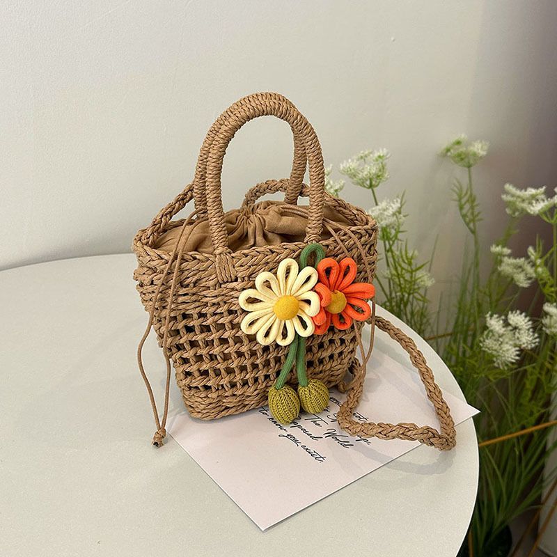 Woven For Women New Fashion Niche Shoulder Summer Vacation Beach Underarm Bucket Straw Bag_voghion.com