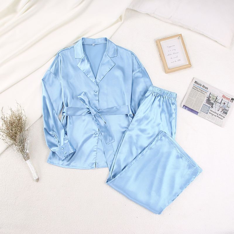 Abbigliamento donna camicia da notte pantaloni larghi e comodi seta casual signore casa vestiti abito francese_voghion.com