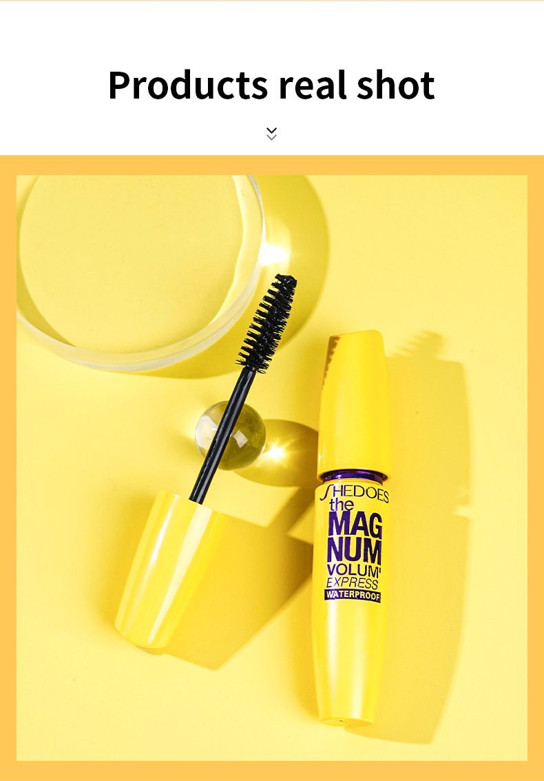 SHEDOES Populær Gul Fat Eye Sort Vandtæt Lang Krøllet Tyk Naturlig og Holdbar_voghion.com