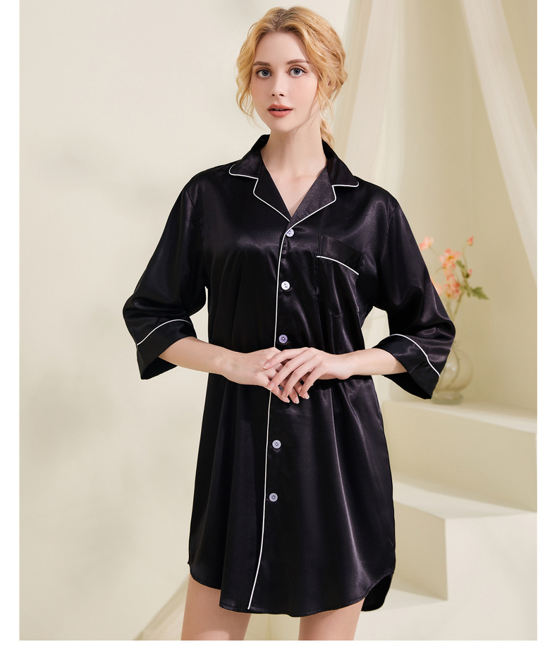 Fraen Kleeder grouss Gréisst Summer ultra-dënn Shirt weiblech Pyjamas Heem Kleeder Äis Seid sexy Dammen Nuetskleed_voghion.com