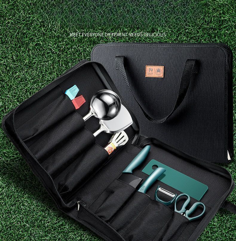 Pentole Utensili da esterno Campeggio Completo Cucina Borsa portaoggetti Set Coltello Picnic Cucina_voghion.com