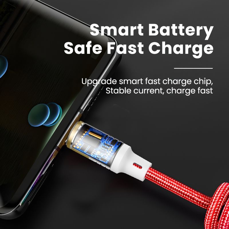 3A Fast Spring USB Type C Charger Cable - Adjustable Length, Nylon Braided, Durable, Fast Charging, Compatible with Samsung/Xiaomi_voghion.com