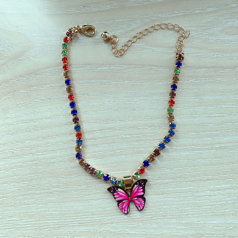 Kreatives Armband mit Strass-Anhänger für Frauen, trendiges Element, neues buntes Schmetterlings-Fußkettchen_voghion.com