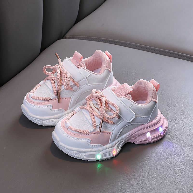 XUANMU Kid's Led Light Shoes Fashion Boys Sneakers Girls Brand Design Casual Shoes Breathable Children Sport Shoes X109B_voghion.com
