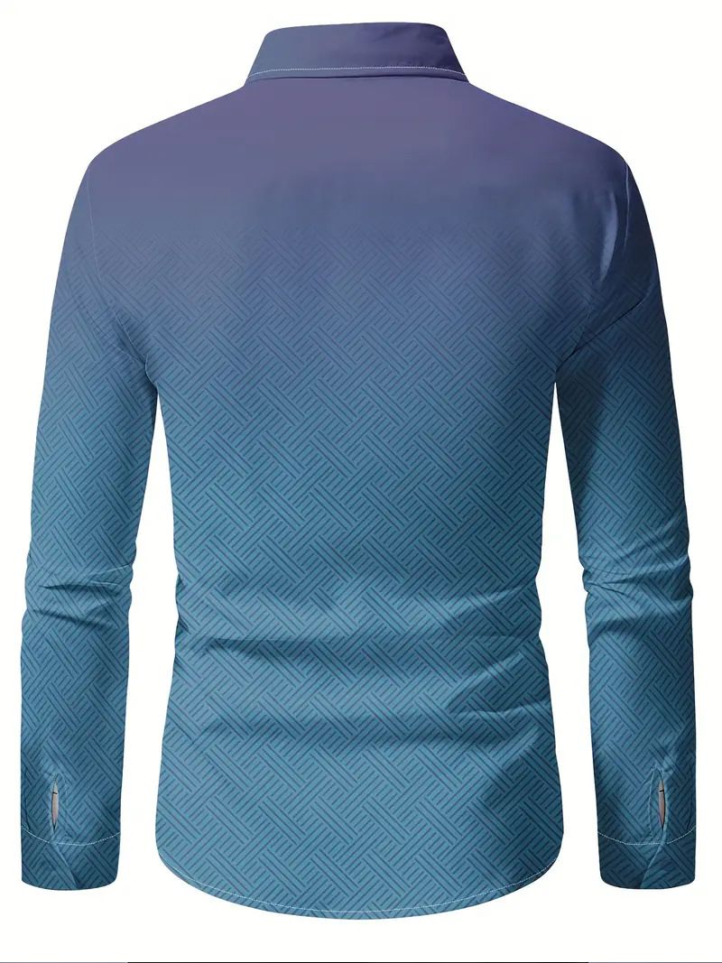 Camicia casual a maniche lunghe da uomo, nuova, primavera e autunno, con colori sfumati_voghion.com