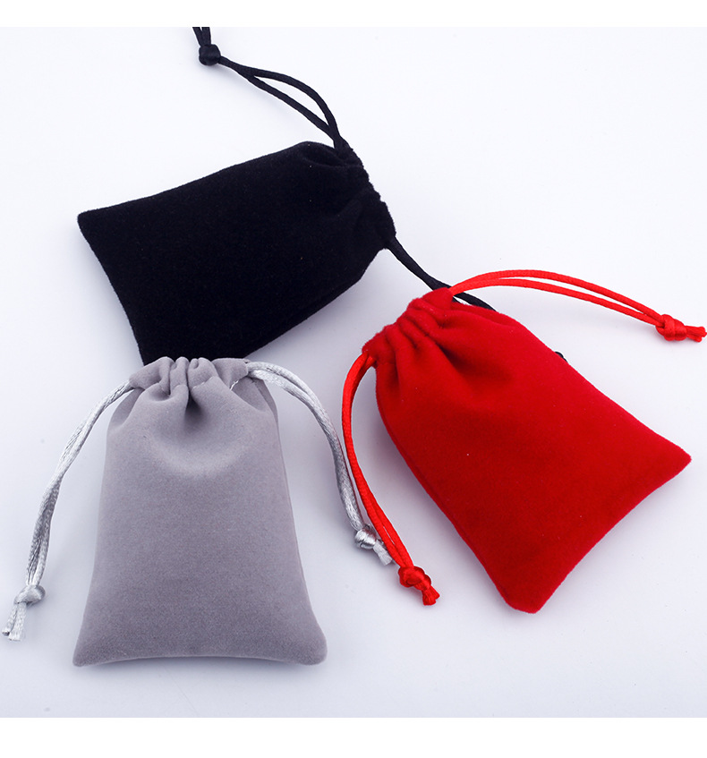 Cosmetics, Lipstick, Velvet Cloth Bags, Jewelry, Drawstring Drawstring Pockets, Earphones, Velvet Cloth Storage Bags, Black Women's Velvet Cloth Bags_voghion.com