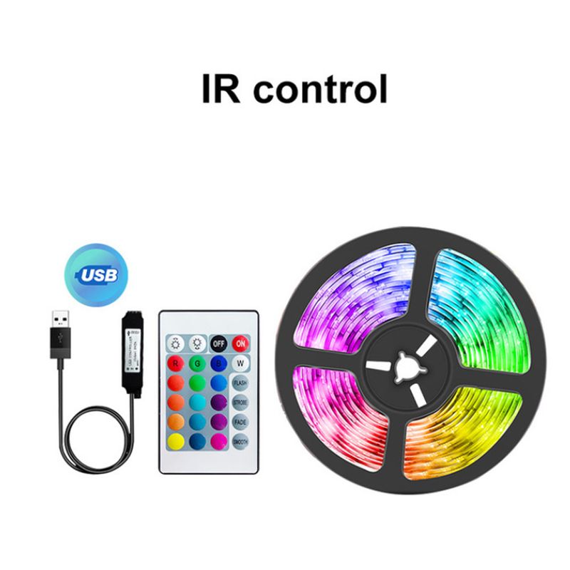Bande lumineuse LED USB Bluetooth RGB 5050 WS2812B avec télécommande infrarouge et diode flexible 5 V 16 couleurs pour rétroéclairage de bureau TV_voghion.com