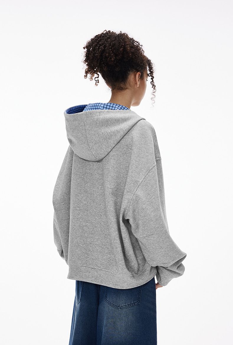 Abbigliamento da uomo Jie Zhan | Giacca bicolore a quadri squadrati 25 Autunno Nuovo Felpa con cappuccio casual corta da coppia_voghion.com