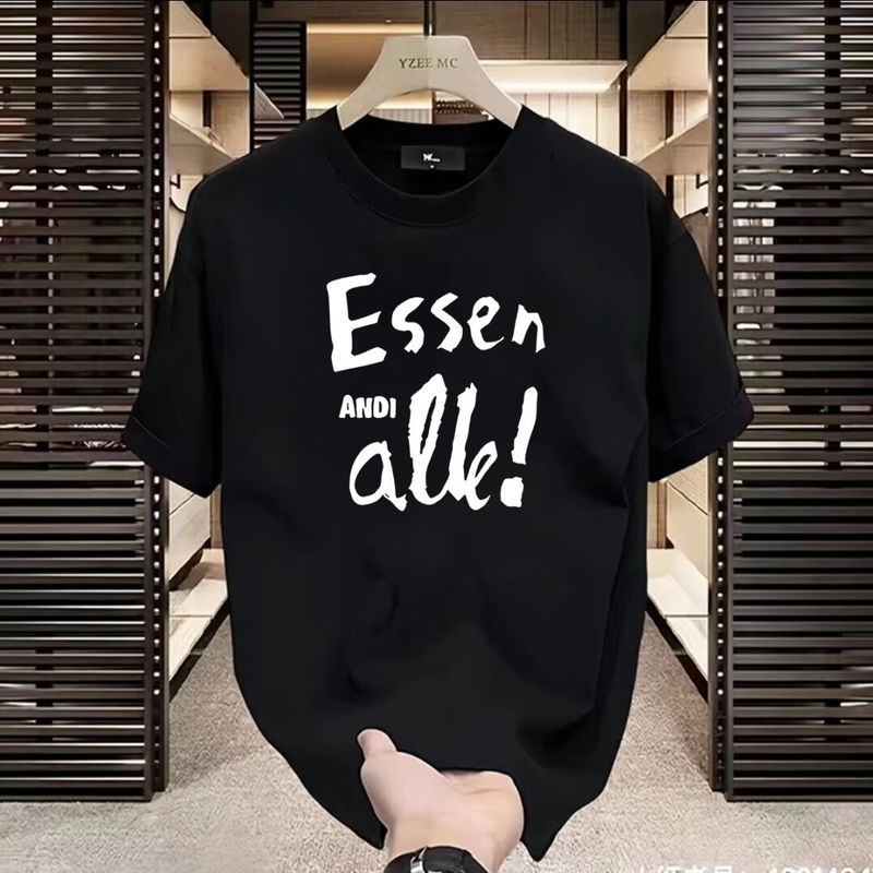Sommer-T-Shirt für Herren aus reiner Baumwolle mit englischem Buchstaben-Print, kurzärmelig, halbärmelig, lässiges T-Shirt_voghion.com